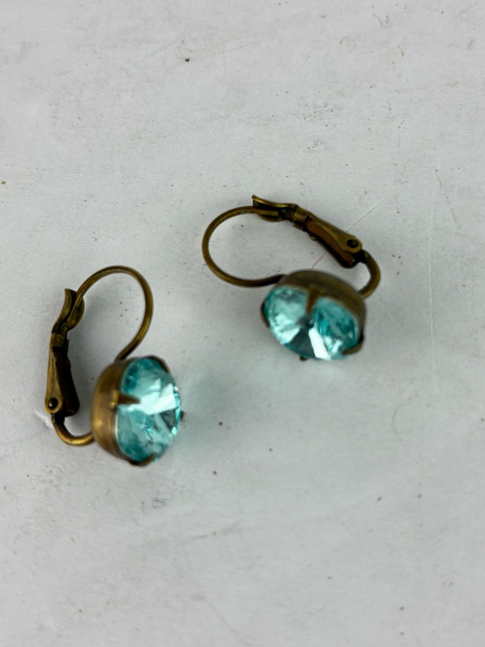Liz Palacios Vintage 1990’s Swarovski Aqua Leverback Earrings